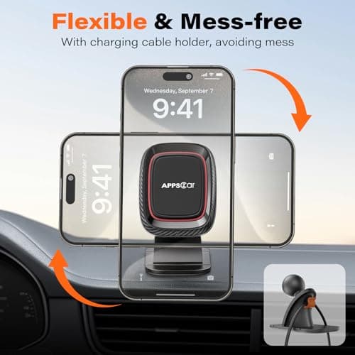 APPS2Car Magnetic Phone Mount, 360° Dashboard Holder, Universal Car Phone Magnet Compatible With iPhone 11 Pro XS Max X 8 Samsung Oneplus — view 4