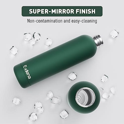 Exllena Insulated Water Bottles 1L with Water Bottle Buckle, Double Wall Stainless Steel Water Bottles 12 Hrs Hot/24 Hrs Cold, BPA Free for Gym, Camping, Hiking (Emerald Green) — view 5