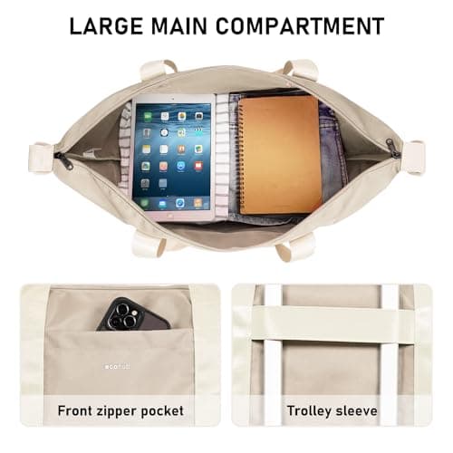 ECOHUB Easyjet 30L Cabin Bag - 45x36x20 Underseat Travel Flight Bag with Foldable Carry On, Removable Wet Pocket, Waterproof Overnight Holdall for Women (Beige) — view 4