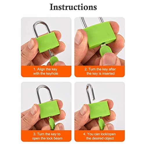 2PCS Suitcase Locks with Keys, 23mm Coloured Luggage Locks Suitcase Padlocks Mini Keyed Padlocks Travel Lock Small Padlocks for Suitcases Luggage Gym Locker Bag Rucksack School (Orange & Green) — view 5