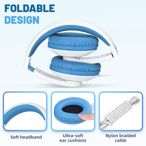 Rockpapa Comfort Foldable Kids Headphones Wired for School/Travel — view 2