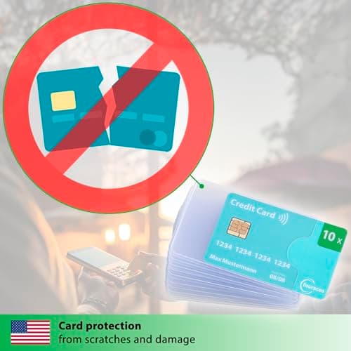 fouraces Credit Card Sleeves Clear - 10 Pack - Sturdy Transparent Plastic Sleeve - Protector, Debit Card Holder, for Bank Cards — view 5