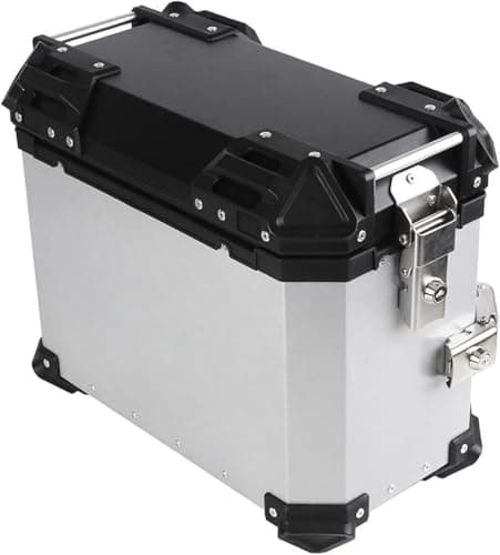 38L Motorcycle Aluminum Side Box, 1 Pair Silver Universal Panniers, Quick Release Waterproof Shockproof Saddle Side Storage Luggage for Motorcycle with Rear Luggage Rack — view 3
