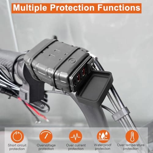 Hoembpn Motorcycle USB Charger Waterproof Fast Charging with Switch — view 3