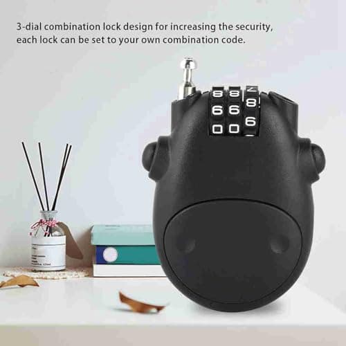 3 Digit Combination Pram Lock, Cow Shape Pushchair Security Code Lock with 90cm Cable, Compact Stroller & AntiTheft Password Lock for Baby Gear (Black) — view 2