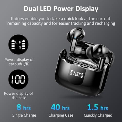 Wireless Earbuds, 6D-Stereo Bluetooth 5.4 Headphones in Ear, 50+Hrs Ear bud — view 5
