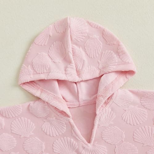 Niceyoeuk Baby Hooded Swimming Poncho Towels Changing Robe Towelling Beach Cover Up (Pink, 6-12 Months) — view 2
