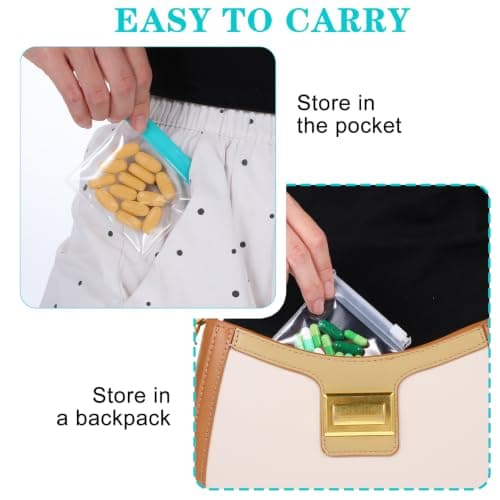 12 Pcs Zippered Pill Pouch Reusable Mini Seal Storage Bags Slide Lock Portable Medicine Baggies Self-Sealing Travel Plastic Case for Small Items Organizing Home Office — view 3