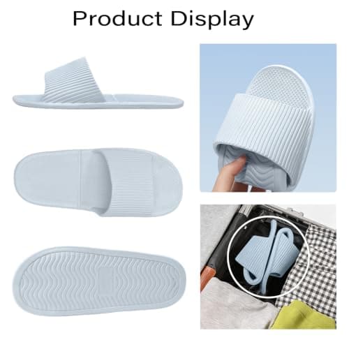EQLEF Hotel Slippers for Men in UK Size 7-9, Plastic Portable Travel Slippers Anti-slip Foldable Women's Shower Slippers for Hotel Bathroom Spa - 1 Pair — view 2