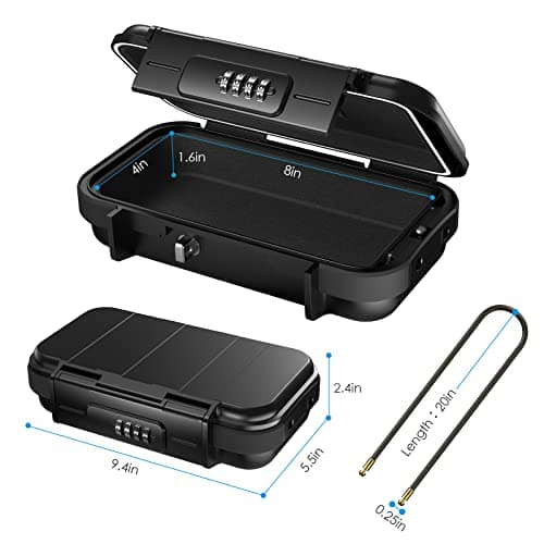 Brifit Portable Safe Box with Code, Key Lock Box Waterproof Combination Security Case, Anti-Theft Mini Travel Safe with Removable Wire Rope Security Safe Box for Beach, Dormitory, Cars, Travel — view 4