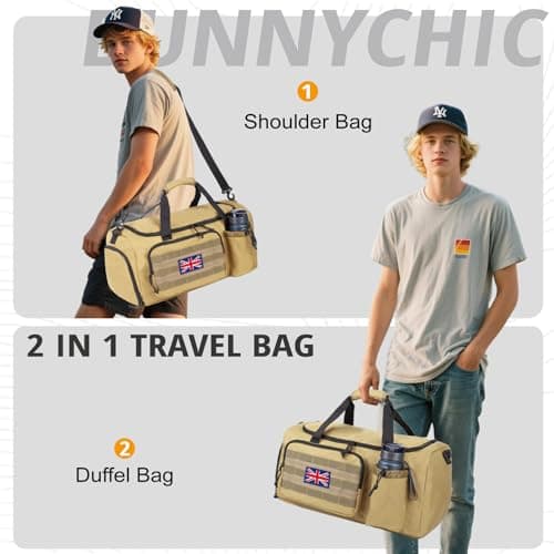 Bunnychic Tactical Gym Bag for Men, 40L Large Duffle Holdall Bag for Travel — view 5