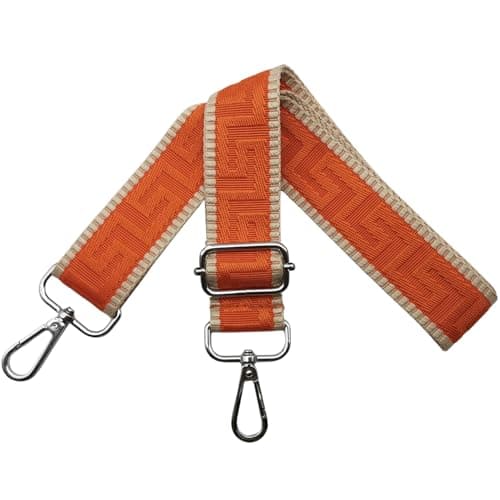 Shoulder Strap for Bag Adjustable Bag Straps Wide 3.8 cm with Silver Buckle, Handbags Straps Replacement for Women Crossbody Accessory, Khaki/Orange, K34