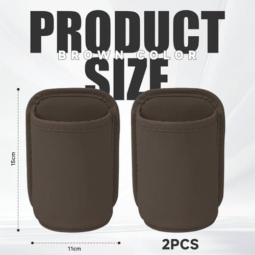 Auroriel 2 Pieces Car Cup Holder, Back Seat Clip, Large Cup and Bottle Holder, Multifunctional Door Pocket, Storage Organizer, Brown PU Leather — view 2