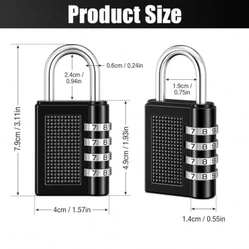 2 Pack Travel Combination Padlock, 4 Digit Luggage Lock with Resettable Code, Durable Zinc Alloy Small Padlock for Suitcase Backpack Gym Locker, Code Lock for Travel — view 2
