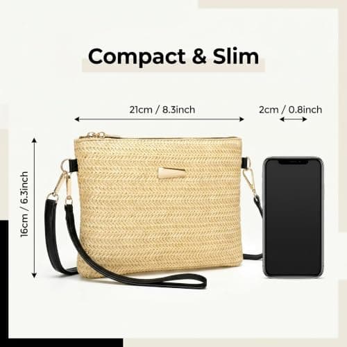 SINJAETRQ Straw Crossbody Bag for Women Summer Beach Holiday Handbag Boho Woven Raffia Purse with Adjustable Strap — view 5