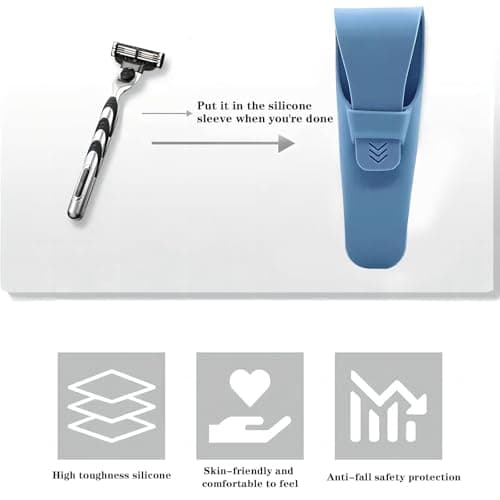 Razor Case, Waterproof Razor Protector, Portable Silicone Razor Travel Case for Manual Razor Storage and Travel（Blue） — view 2