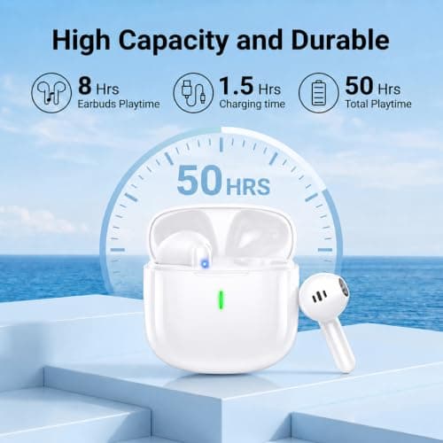 Wireless Earbuds,Bluetooth 5.4 Earphones In Ear with 4 ENC Noise Cancelling Mic,50H Playtime Wireless Headphones with HiFi Stereo Deep Bass,Touch Control Ear Buds,IP8 Waterproof for iPhone/Android/IOS — view 4