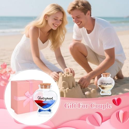 Wedding Gift Honeymoon Sand Keepsake Jar Set with Mr and Mrs Luggage Tags for Couple Valentine Day Decor, Perfect Honeymoon Gifts for Couples,Bridal Shower Souvenirs, Romantic Travel Accessories — view 6