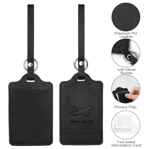 flintronic Travel Luggage Tags, 2PCS Baggage Labels, Suitcase ID Tags, Handbag Tag Labels, Luggage Suitcases Tags for Preventing Loss of Bags and Suitcases-Black — view 3