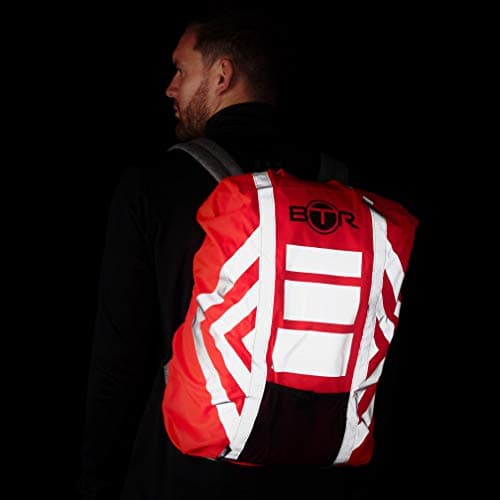 BTR Backpack Cover 100% Waterproof & High Visibility. High Viz Rucksack Cover With Reflective Tape. Large. Red — view 2