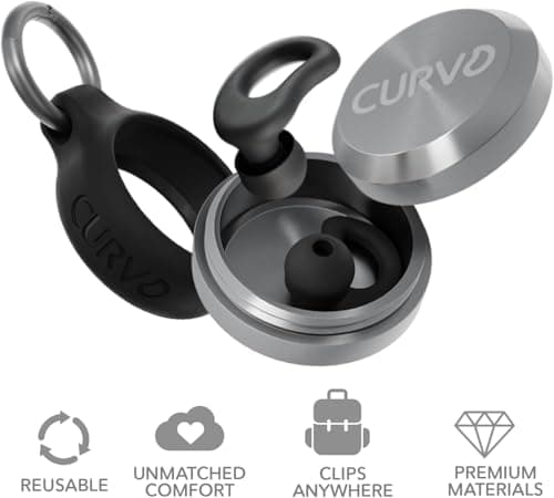 CURVD Everyday Earplugs + Case Clip Bundle, The Perfect earplug for Sleep, Travel, Noise Sensitivity/canceling + Case Clip Package Portable Waterproof Container & Silicone Sleeve for Ear Plugs(Black) — view 5