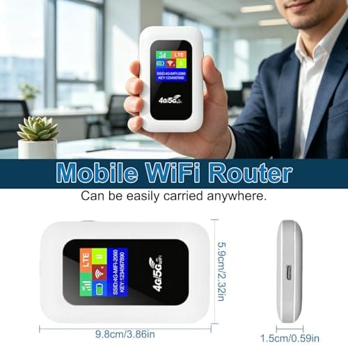 Portable WiFi Router with SIM Card Slot, 4G LTE Mobile WiFi Hotspot 150Mbps, Pocket MiFi Device Travel Router, Connect Up to 10 Devices, Rechargeable Mobile Router for Caravan Camping Remote Work — view 5