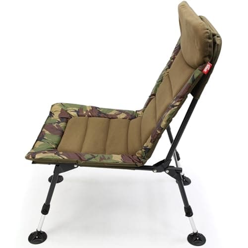 DNA Leisure Carp Fishing Chair, High Back Padded, Adjustable Mud Feet, Camo Design, Camping Festival — view 6