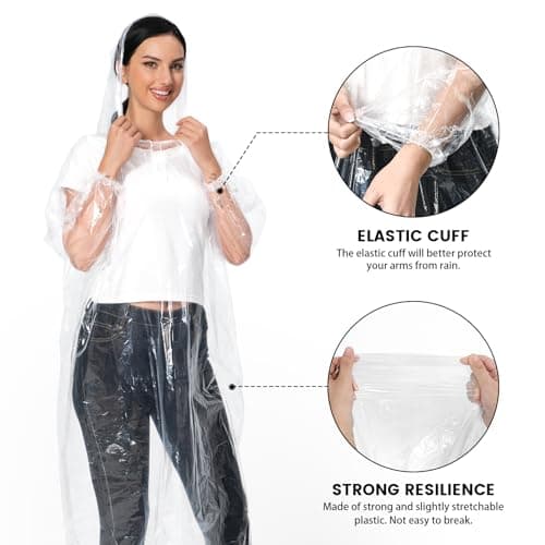 MOKANI Disposable Rain poncho for Adults, 10 PCS Waterproof Ponchos — view 4