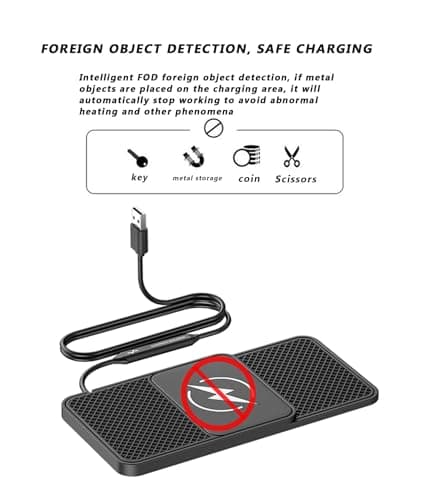 Wireless Car Charger Pad for Nissan Platina Primera Qashqai Quest Rogue Safari Sentra Serena Sunny, 20W Non-Slip Dashboard Phone Fast Charging Mat Flexible Silicone with Type-C/USB — view 6