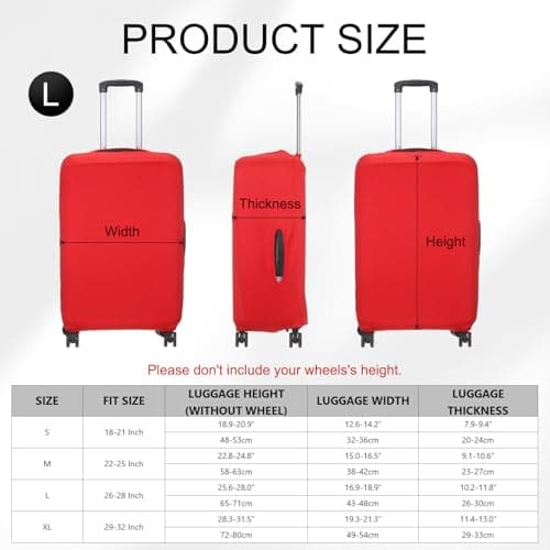 sourcing map Travel Luggage Cover, Washable Suitcase Covers for Luggage Anti-scratch Suitcase Protector Elastic Baggage Protective, Fits 22-25 Inch Suit Case, Red — view 2