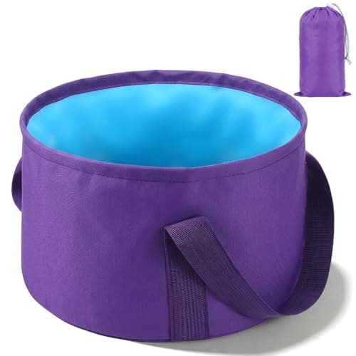 Foldable Bucket for Soaking Feet, Portable Foot Bath Basin, Travel Foot Soaking Tub with Handles, Purple Foot-Spa Soaking-Tub for Home, Travel, Outdoor and Camping (14 L/11x7.5 Inch)