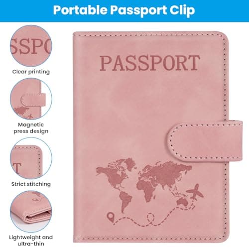 AOOTE Passport Cover and Suitcase Tag Set, PU Leather Passport Cover with RFID Blocking, Passports Covers and Luggage Tag with Card Slots, Passports Ticket Boarding Passes Credit Card Business Cards — view 5