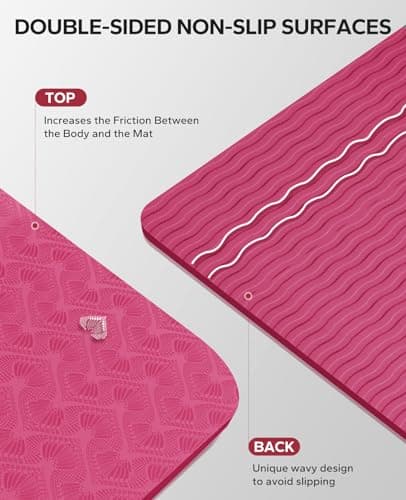 HAPBEAR Large Yoga Mat for Women- 183×116cm×6mm, TPE Non-Slip, Durable, Extra Large Thick Wide Exercise Mat for Pilates,Gym,Workout,Home,Fitness, (Barefoot Exercise)-Pink — view 3