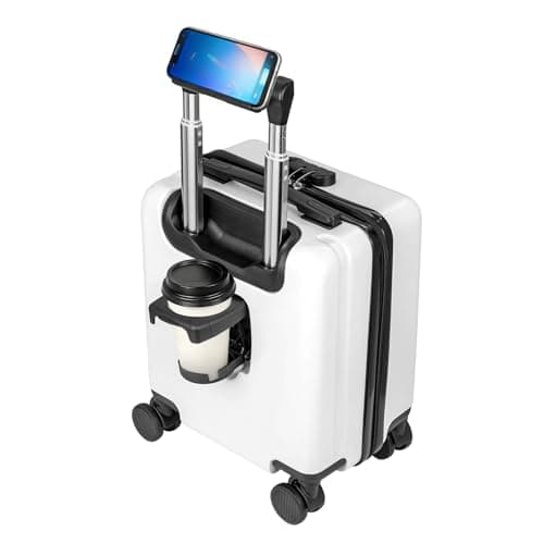 SUNNYNEST 14 Inch Cabin Suitcase Built in Lock with 360°Rubber White