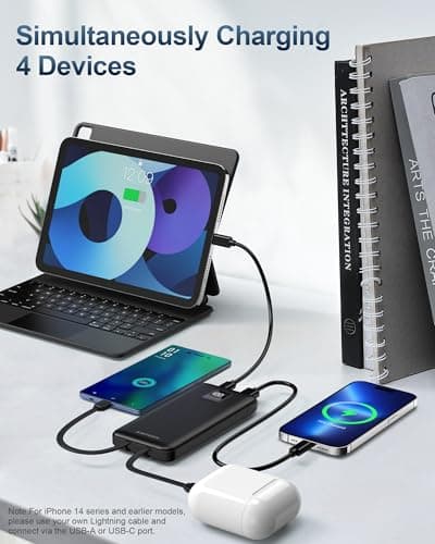 AsperX Compact 10000mAh Power Bank with Built-in Cables Portable Charger — view 3