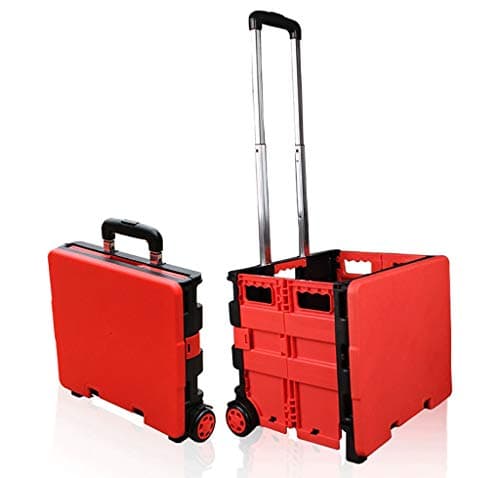 FLYIFE Movable Hand Trucks Cart Shopping Cart, Folding Car Boot Storage Box with 2 Wheels Shopping Grocery Cart Travel Portable Basket for Camping Picnic Trolleys — view 2