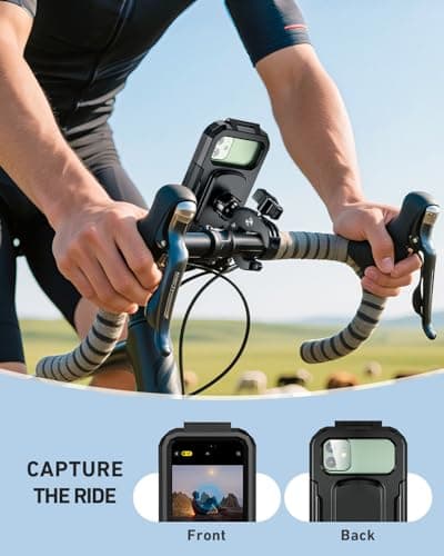 LUROON Motorbike Phone Holder Waterproof, Universal 360° Rotation Bicycle Motorcycle Phone Mount Anti Vibration Holder for Bike with Touch Screen for 5.5" to 7.0" Smartphones — view 3