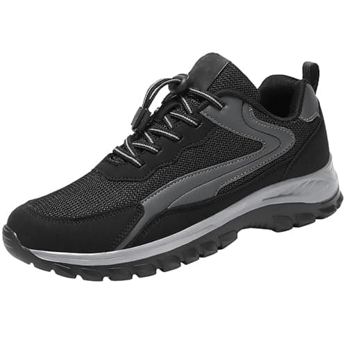 Lightweight Trail Walking Shoes for Men Outdoor Hiking Trainers with Adjustable Quick Lace System Cushioned Rubber Sole and Reliable Grip for Travel and Weekend Leisure Activities Black, Size 8