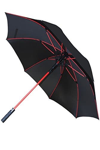 COLLAR AND CUFFS LONDON - 60MPH Windproof Extra Strong - StormFighter Jumbo Umbrella - Red Reinforced Fiberglass Frame - for 1 or 2 Persons - Auto Open - Non Slip Handle - Black, One Size — view 3