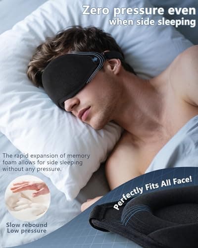 Aosun Sleep Mask, 2 Pack of Super Soft and Comfortable Eye Mask for Sleeping, 100% Blackout Sleep Aid Eye Mask for Men & Women with Adjustable Straps, Suitable for Travel, Night Sleeping, Nap — view 3