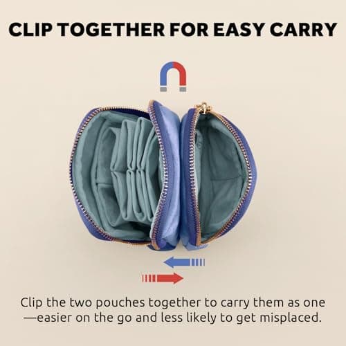 Lumayina 2-in-1 Small Travel Jewellery Organiser, Detachable Velvet Bag Set — view 3