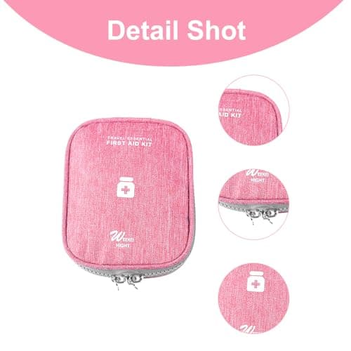 Hopzab Portable Mini Medical Bag Small First Aid Kit Compact Emergency Pouch Travel Medication Organizer Multifunctional Empty Bag for Home Office Car Camping Hiking Outdoor Use(Red) — view 3