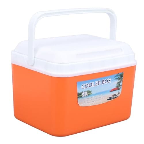 Stylebest 5L Portable Cooler Box, Large Capacity Hard Cooler with Premium Insulation Material and Portable Handle, for Travel Camping Picnic Car Outdoor Activities (Orange)