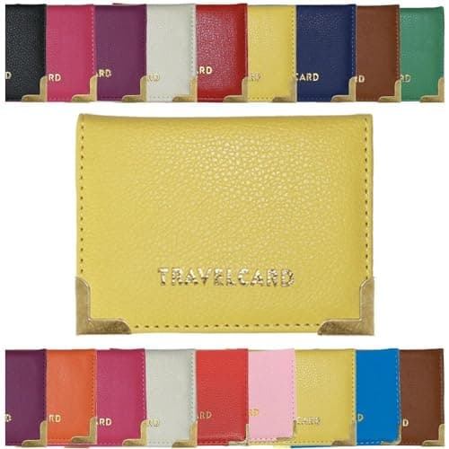 AlezyB - 1x Yellow Bus Pass Holder Travel Card, Credit Card and ID Card Holder for Men and Women Soft Leather, Card Cases & Money Organisers