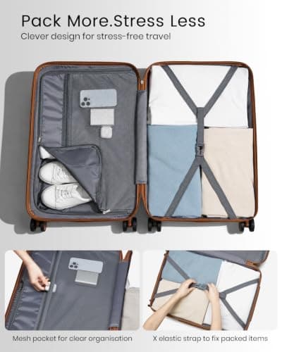 Kono 28 Inch Large Hard Shell Suitcase ABS Lightweight Luggage (Cream) — view 6