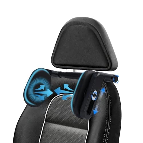 Alaoo Car Seat Headrest Pillow, Detachable and Adjustable Double Sided Support Headrest, Travel Sleep Side Pillow for Adults and Kids, Black Upgrade