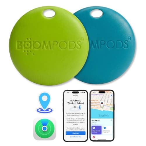 Boompods Tag Tracker Bluetooth Tracker Tag, Ocean Blue & Lime Green