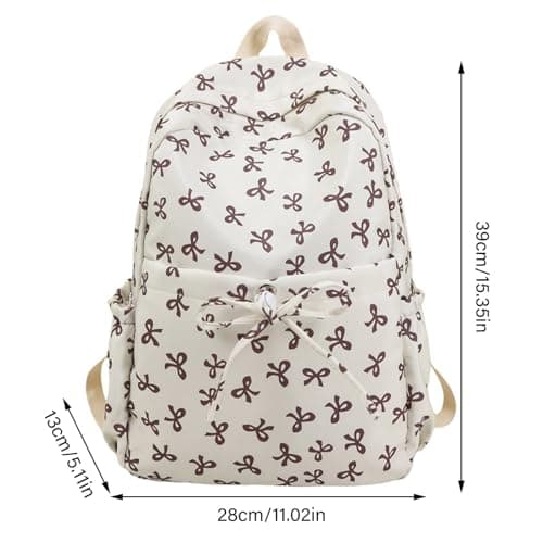 Cute Bow Preppy Backpack for Teen Girls, Lightweight Girly Aesthetic Daypack with Small Makeup Bag, Ideal for Back to School, College, Daily Travel (Light Pink) — view 4