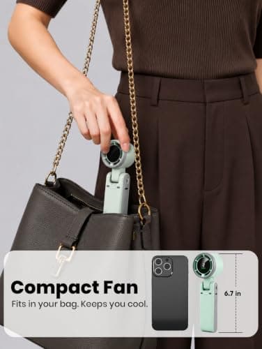 EcoNour Portable Handheld Fan - 5 Gear High Speed Rechargeable Fan - Green — view 5