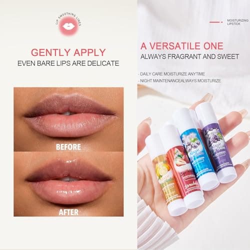 6PCS Lip Balm Set - Fruit Flavored Hydrating Lip Care for Chapped Lips, Non-sticky Long-Lasting Moisture, Mini Lip Mask Moisturiser Travel Size Lip Care Gifts for Women Girls — view 5